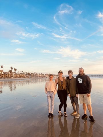 The Petersen family on a surf vacation in Oceanside, California